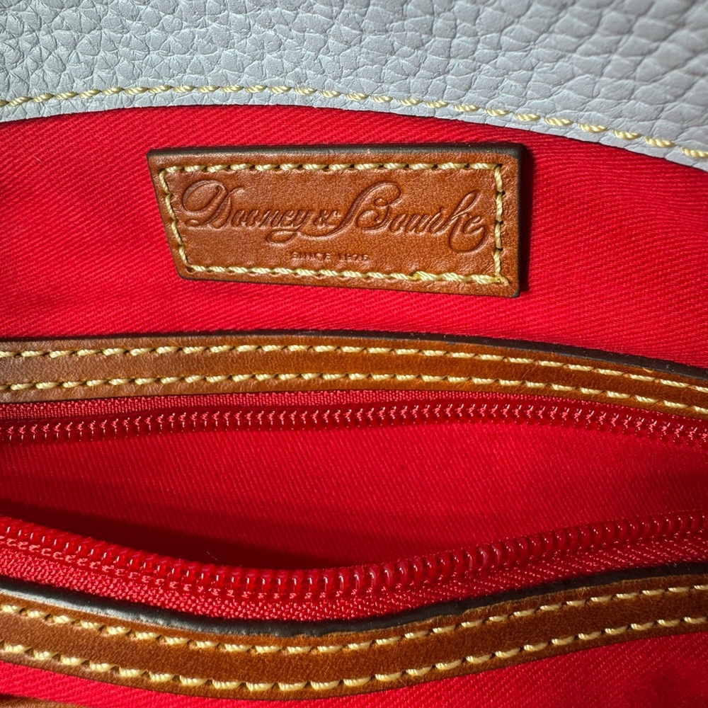 Dooney & Bourke Carter Domed Satchel in Pebble Grain Leather Light Lavender/Blue - Picture 9 of 12